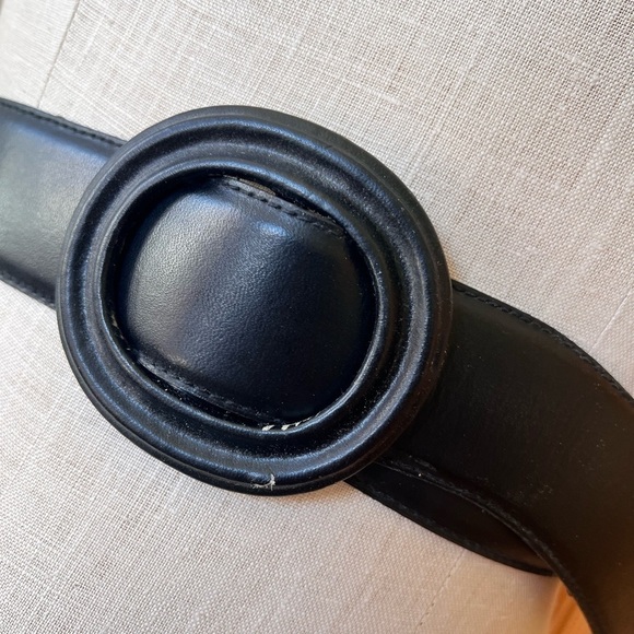 Worthington Vintage Wide Black Leather Belt Retro Statement - Picture 4 of 10